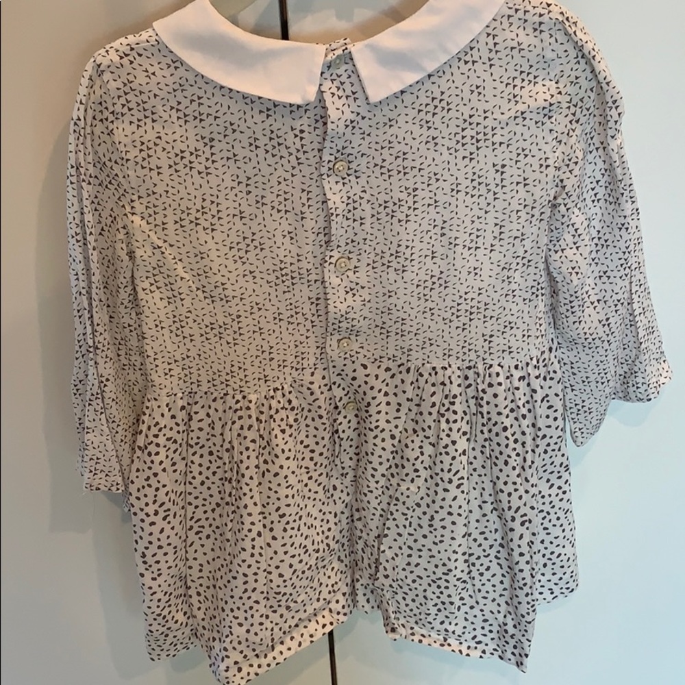 White Long Sleeve Collared Dress With Gray Specks - Picture 6 of 6